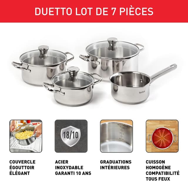 Detalle 2 de Batterie de cuisine Tefal Duetto 7 pièces