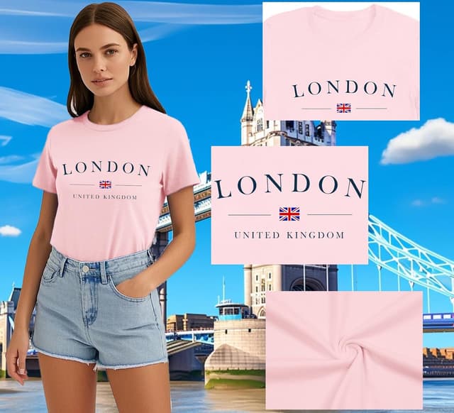 Detalle 2 de Qskall Women’s Union Jack “London” T-Shirt with Loose Fit