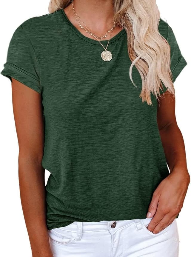 Detalle de Cicy Bell Damen-T-Shirt mit Rundhalsausschnitt – kurzarm, casual & weich