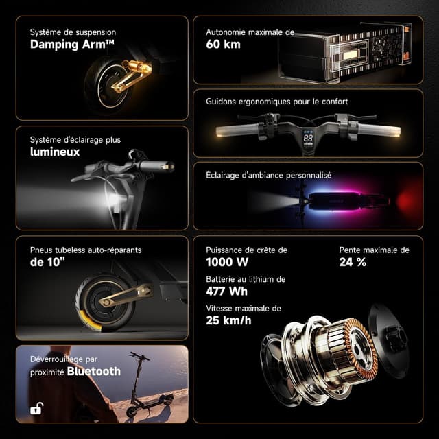 Detalle de NAVEE ST3(Pro) trottinette électrique adulte : autonomie annoncée 60-75 km et moteur jusqu’à 1350 W