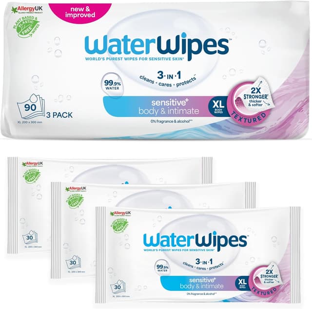 Detalle de WaterWipes Sensitive+ Salviette corpo e intimo 90 pezzi