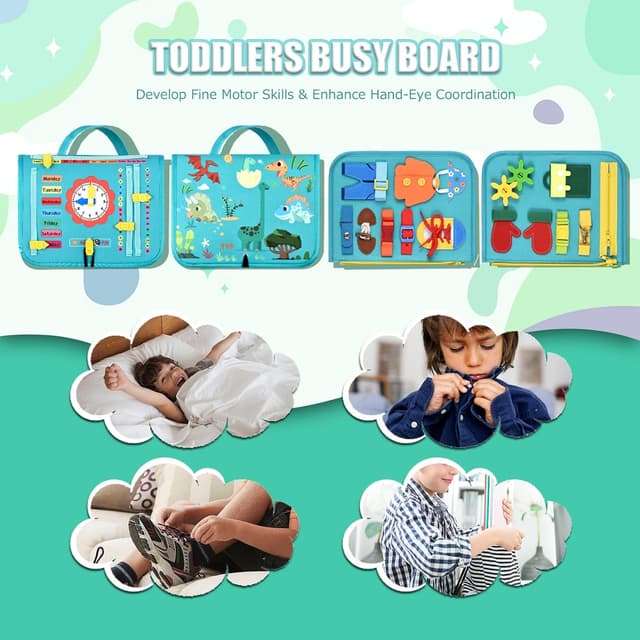 Detalle 2 de VISATOR Busy Board Montessori 8‑piece sensory toys 🎲