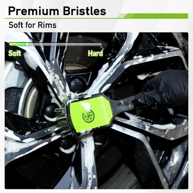 Detalle de MVEQRRN Non-Scratch 2-Pack Car Wheel & Tire Cleaning Brush Kit (Soft & Stiff Bristles)