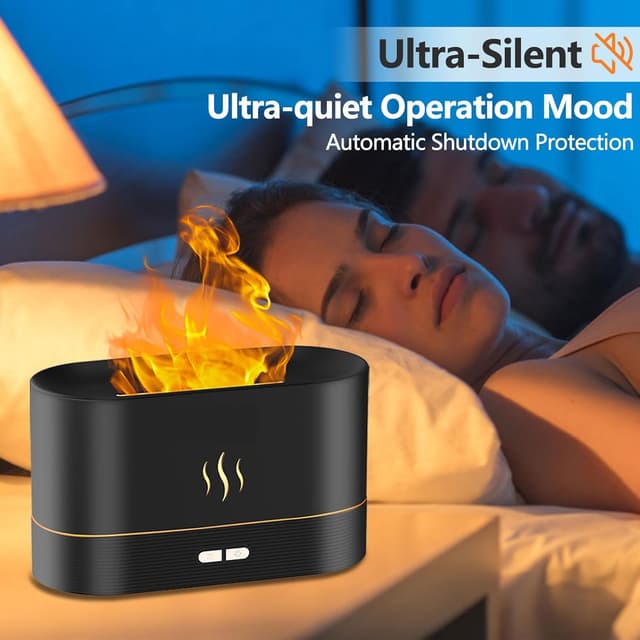 Detalle de Gzvxuny Flame Essential Oil Diffuser (7 colour LED lights) – quiet humidifier & aroma machine with auto shut-off