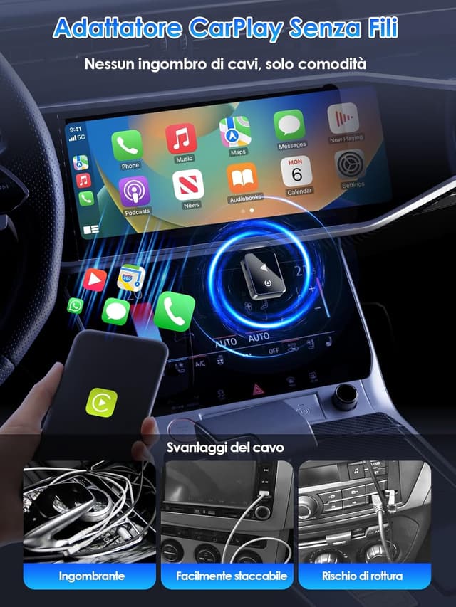 Detalle de PARPAT Adattatore Wireless 2 in 1 CarPlay 2025