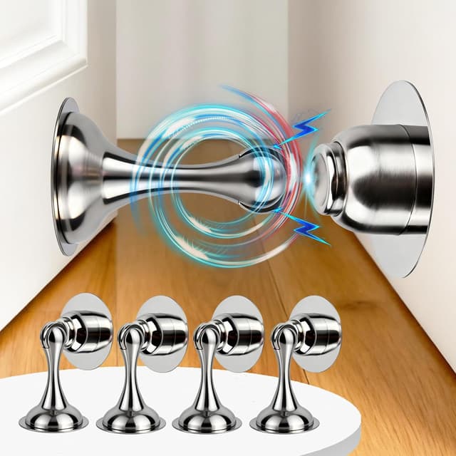 Detalle de lompyeu Türstopper (4 Stück) – magnetisch aus Edelstahl für Boden-, Wand- oder Klebemontage