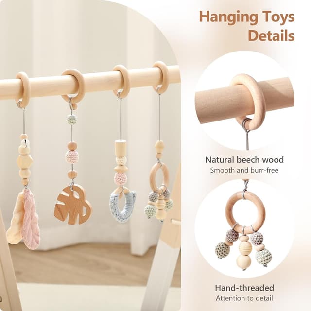 Thumbnail 3 de Promise Babe Arche de Jeu Bébé Bois 4 pendentifs 🎀