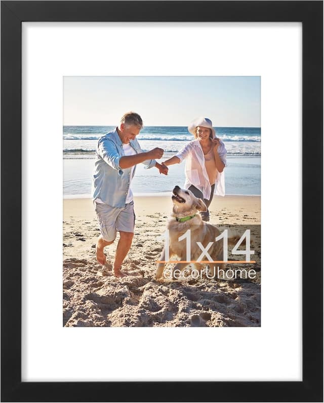 Detalle de decorUhome 11x14 Picture Frame (Black) for 8x10 Photos with Mat or 11x14 Without Mat, Wall-Mount, 1 Pack