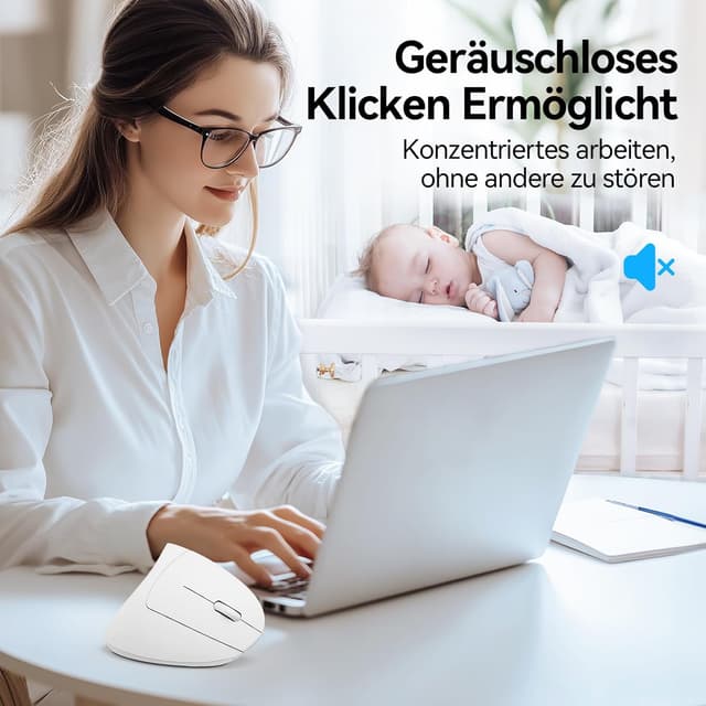 Detalle de TECKNET ergonomische vertikale Bluetooth-Maus mit 3 Geräten (BT+BT+USB) und 6 DPI-Stufen