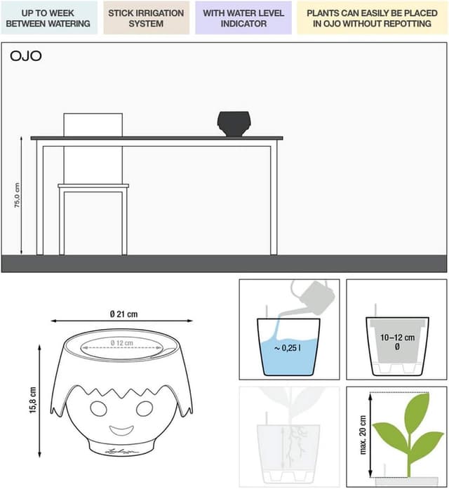 Thumbnail 1 de LECHUZA OJO Pflanzgefäß Apple Green 19042