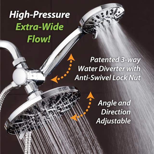 Detalle de AquaDance 7" Premium High Pressure 3-Way Rainfall Combo (3328) with 6-Setting Hand Shower