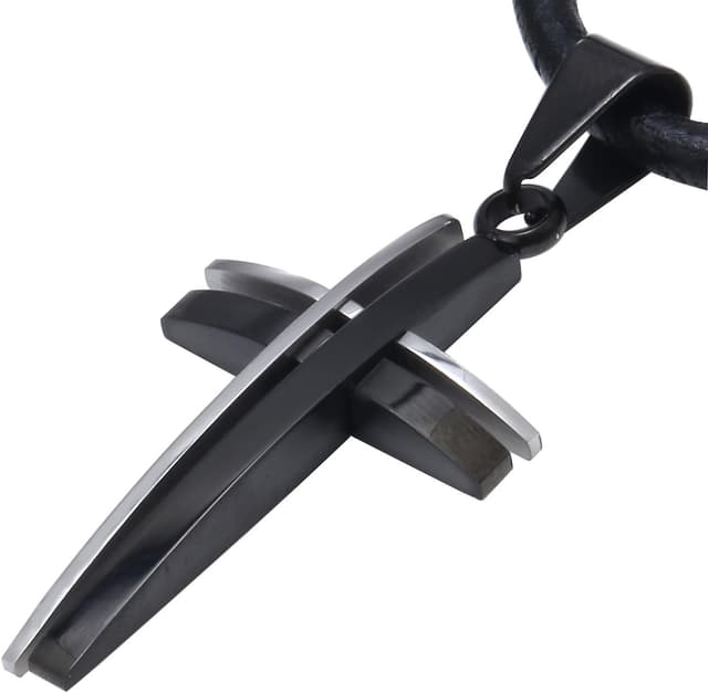 Detalle de DonDon Collana Uomo con Ciondolo Croce 4,4 cm