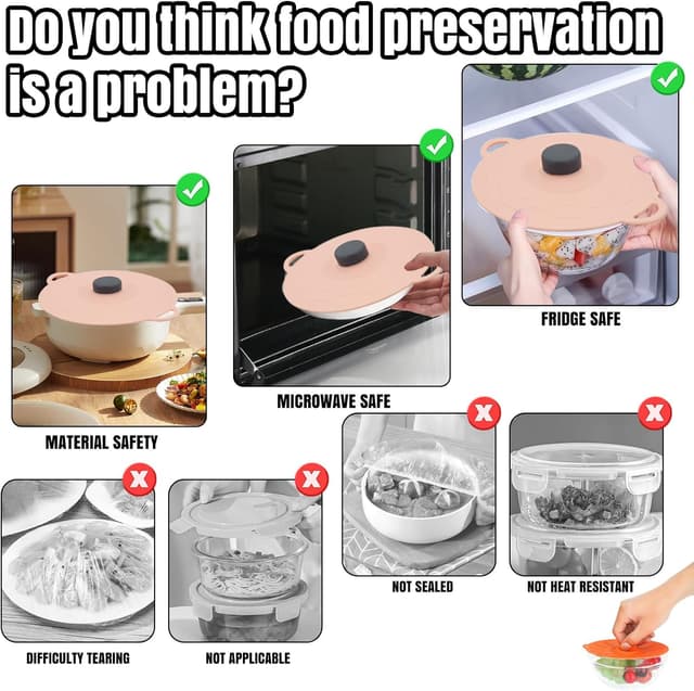 Thumbnail 4 de QUTHZZHY Silikon Deckel 5 Stücke 9,8–24,2 cm