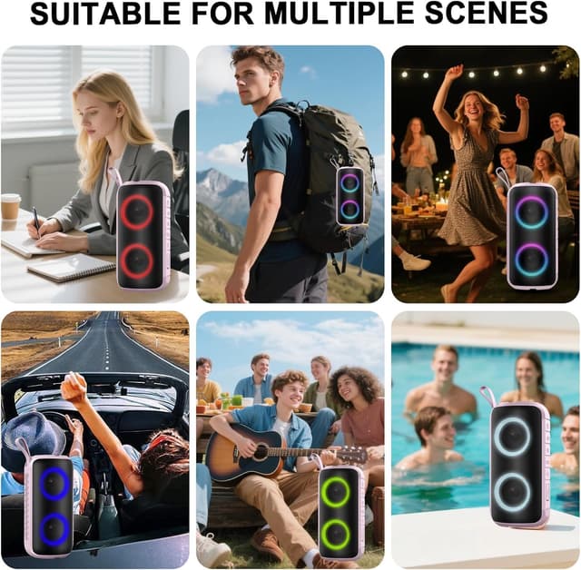 Thumbnail 6 de Hupoaf portable Bluetooth speaker with Bluetooth 5.3, IPX7 waterproofing, 12-hour playback and RGB lights