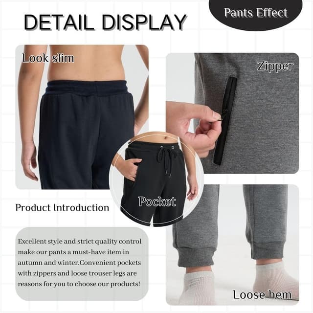Detalle de 3er-Pack Jungenhose: Jogginghose & Loose Freizeithose mit Stretch – für Herbst und Winter