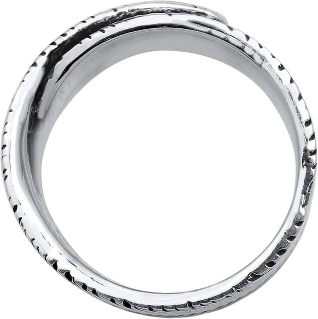 Detalle de Kuzzoi Massiver Herrenring (14 mm) im Feder Design, schwarz oxidiert – Bandring aus 925 Sterling Silber, Ringgröße 60–66