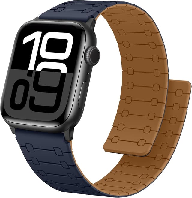 Detalle de Anlinser Reversible Magnetic Apple Watch Strap (42mm/41mm/40mm/38mm) – Brown/Indigo