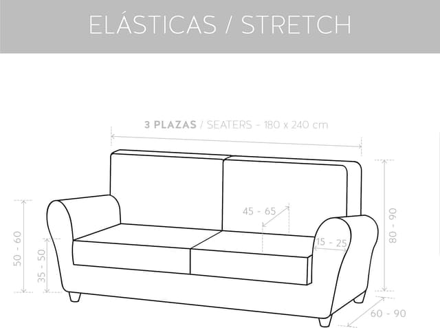 Thumbnail 6 de textil-home Funda elastica TEIDE 3 plazas, negro, 180-240 cm 🛋
