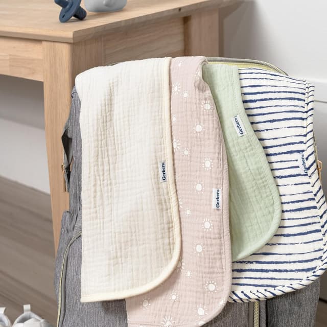 Detalle de Gerber 5Pk Burpcloths in Neutral Multi Teal Dots (One Size)