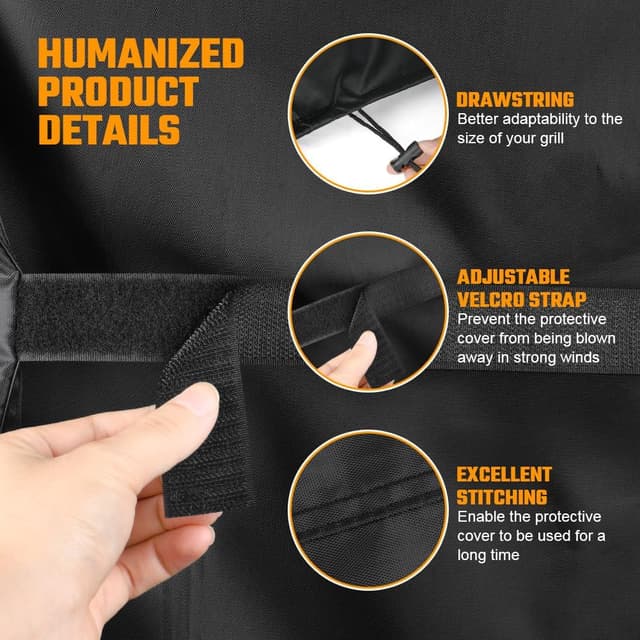 Detalle de flintronic Waterproof BBQ Cover for Gas Grills (76 x 66 x 110cm) – windproof, rip-proof & UV resistant