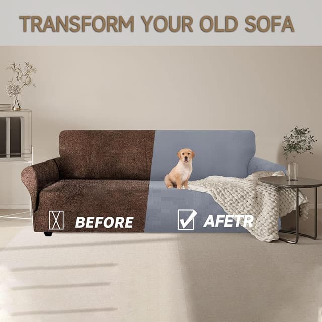 Detalle de Ystyle Housse canapé 3 places gris clair