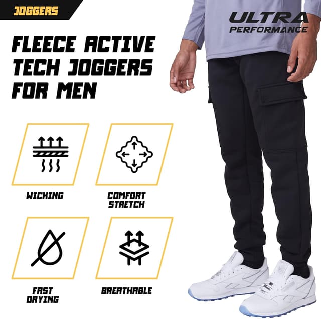Detalle de Ultra Performance Ultra Performance 3 Pack Men’s Sweatpants — Fleece Cargo Joggers with Pockets