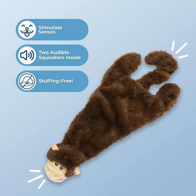 Detalle 2 de Best Pet Supplies 2-in-1 Quietschendes Hundespielzeug (ohne Füllung) mit weichem Stoff – Kuh/Affe, Größe M