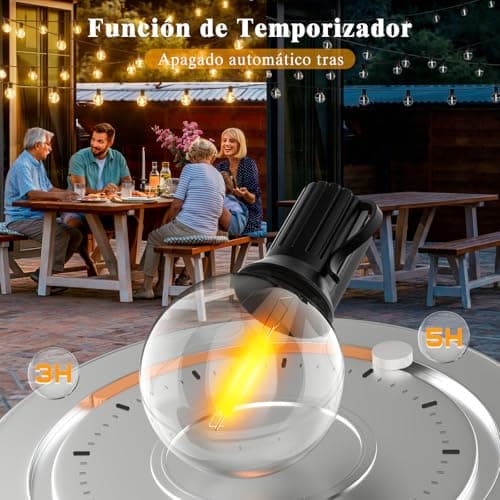 Detalle 2 de SAEIHGAE guirnalda de luces exterior LED 20 m con bombillas G40, IP44 e iluminación ampliable