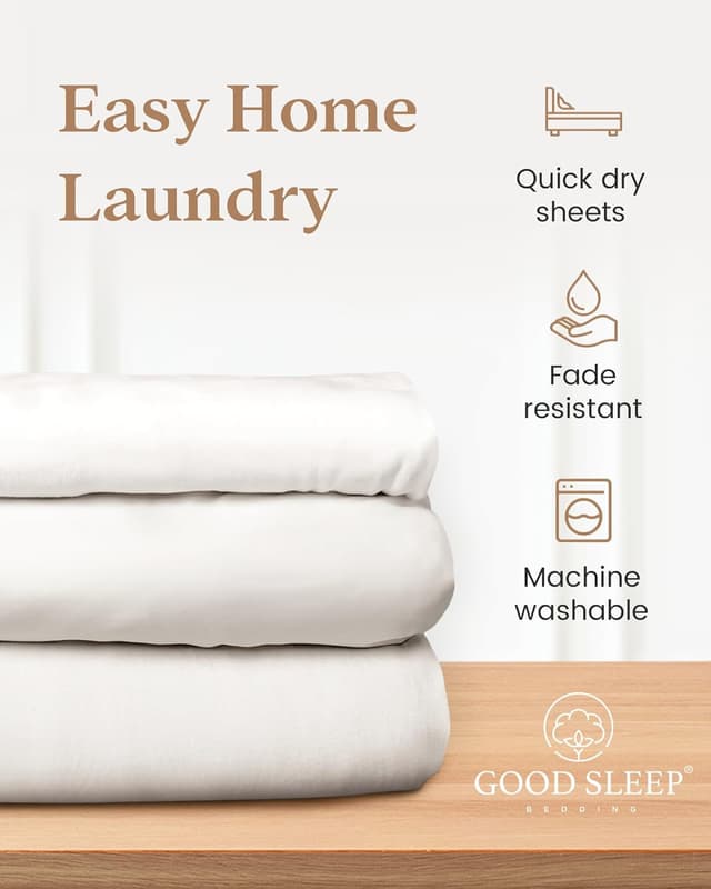 Detalle de Luxury 100% Egyptian Cotton Fitted Sheet (Soft Sateen Weave) – 1000 TC, 41cm/16" deep fit, King, White