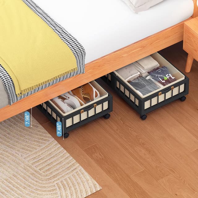 Thumbnail 1 de efluky 2-Pack Bamboo Under Bed Storage, Rolling 2