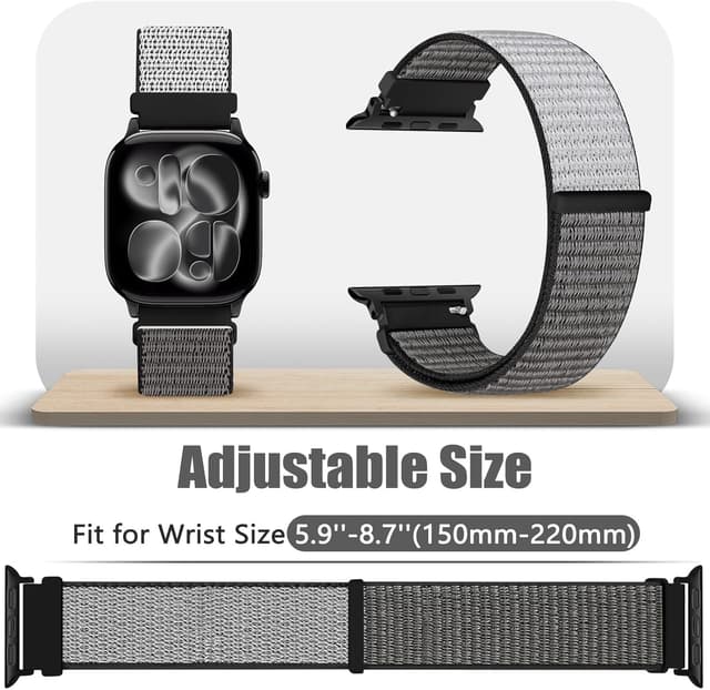 Detalle de Runostrich Nylon Sport Strap (Solo Loop) for Apple Watch 49mm–38mm – Adjustable 2 Pack