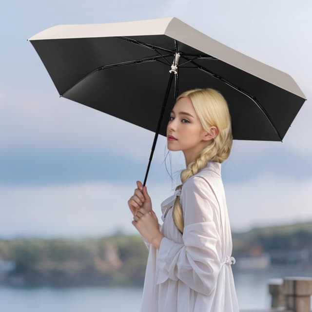 Detalle 1 de Mini Ultra-Lightweight Compact Portable Travel Folding Umbrella with UV Protection (Auto Open/Close, 6 Ribs)