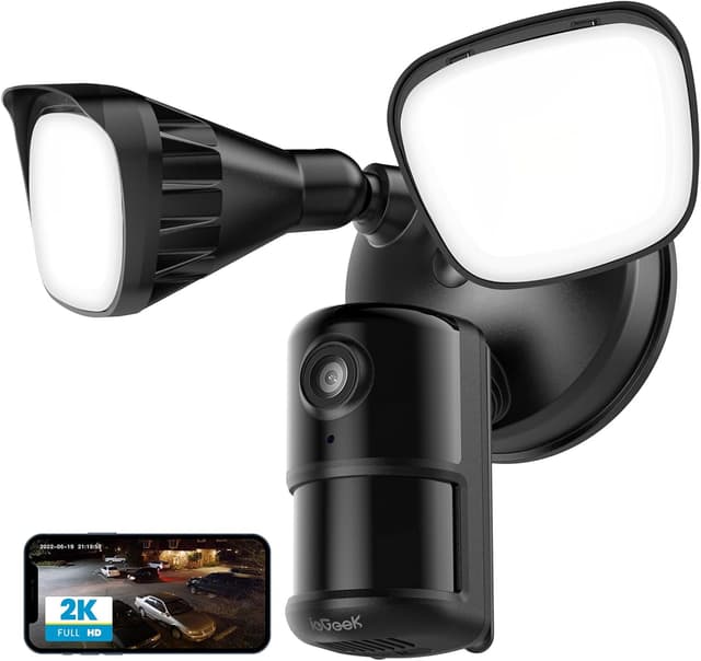 Detalle de ieGeek 2K Security Floodlight Camera with Colour Night Vision, PIR, 2-way audio and WiFi