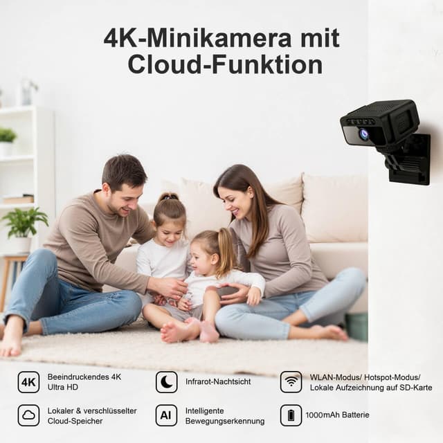 Detalle de Mini Kamera für 4K WLAN Überwachung