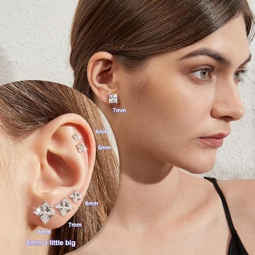 Thumbnail 6 de Pendientes de rosca jiamiaoi en plata de ley 925 con circonita (4 mm a 8 mm)