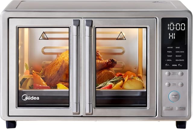 Detalle de Midea Flexify Slim 8-in-1 French Door Toaster Oven Air Fryer Combo (25 Quart) with Infrared SpeedHeat, Stainless Steel