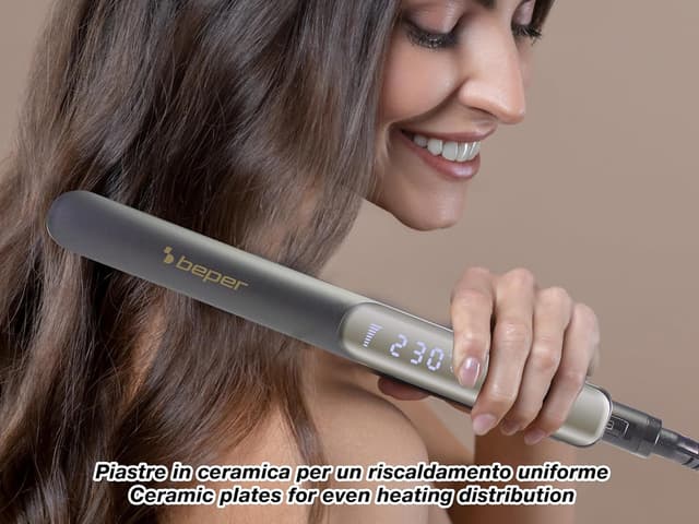 Detalle de Beper P301PIS200 piastra per capelli in ceramica con 6 livelli fino a 230°C