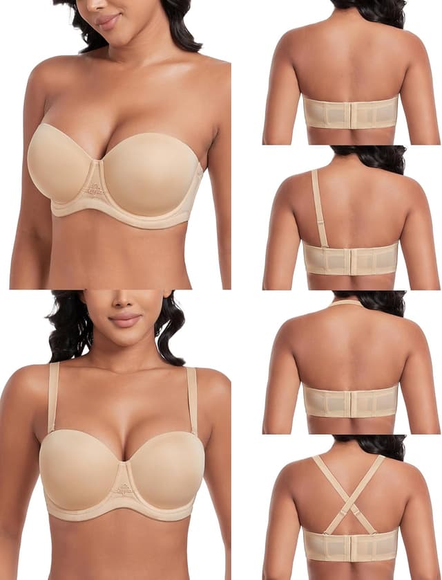 Detalle de DotVol Women’s Multiway Strapless Bra (Plus Size, Full Figure) with Anti-Slip Silicone Underwire