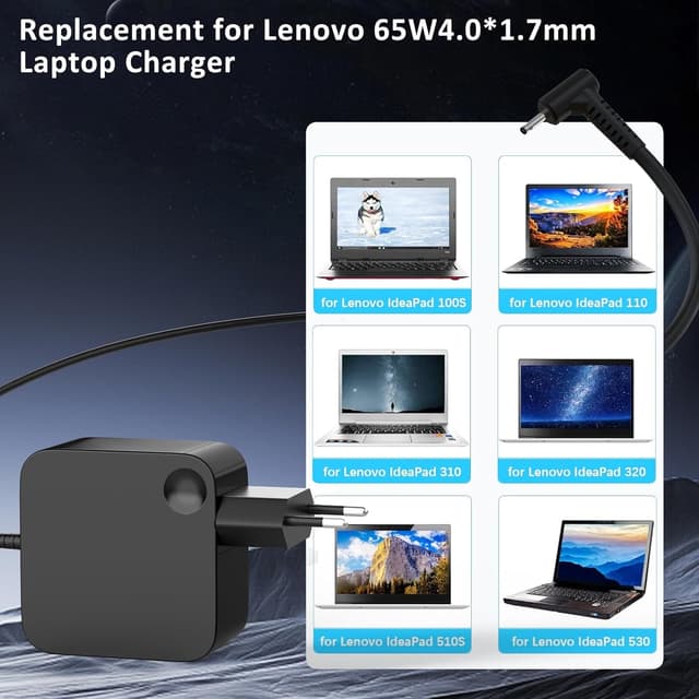 Detalle de 65-Watt Laptop-Netzteil Ladegerät für Lenovo IdeaPad & Yoga (mit 4,0 x 1,7 mm Stecker)