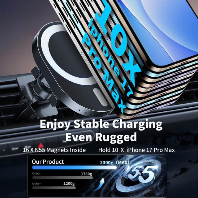 Thumbnail 3 de Magsafe Car Mount Charger 15W with 16 N55 Magnets