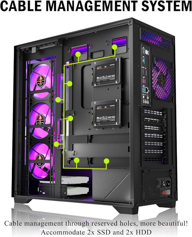 Thumbnail 6 de KEDIERS PC Case ATX P4 with Pre-Installed 7 PWM ARGB Fans, Full-View Dual Tempered Glass Mid Tower