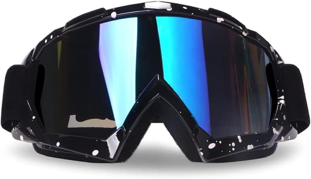 Detalle de 4-FQ Motorcycle & Dirt Bike Goggles with Anti-Fog, UV Protection, Scratch-Resistant Lens (Black frame)