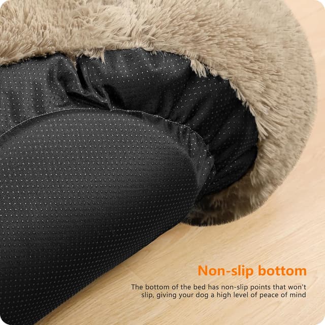 Detalle 2 de HMTOPE Orthopädisches rundes Hundebett / Donut-Hundekissen 60 cm Ø, Kamelbraun