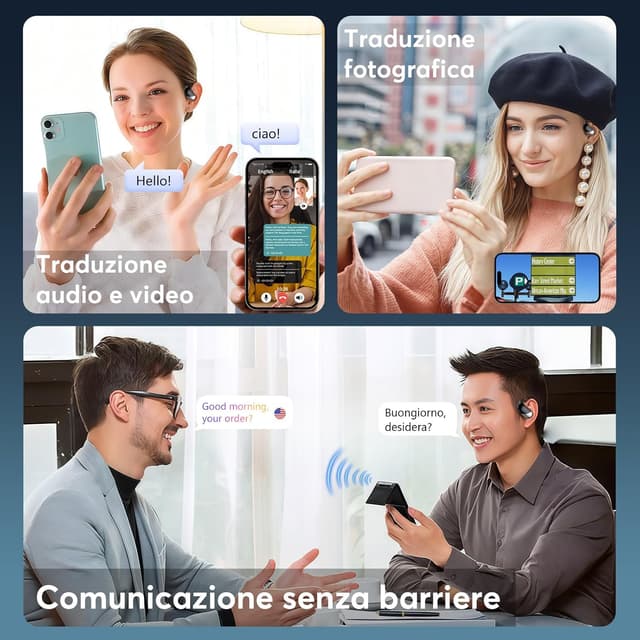 Detalle 2 de Paekole AI Cuffie Traduzione Simultanea 2026 con Bluetooth 6.1: auricolari wireless 4-in-1