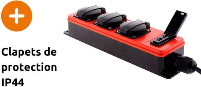 Detalle 2 de Zenitech multipresa stagna 3 prese 16A 2P+T con 2 porte USB 2,1A