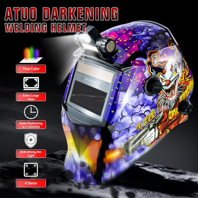 Detalle 2 de TRQWH Auto-Darkening Welding Hood with True Color Lens, Wide View Shade 9–13 & LED Light (KTS-JD17)