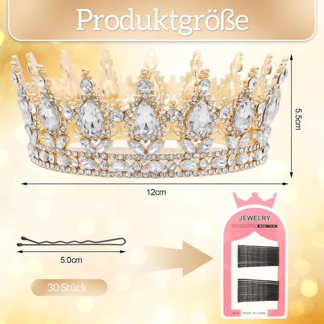 Thumbnail 1 de ZOCONE Vintage Tiara Krone Roségold 5,5 cm