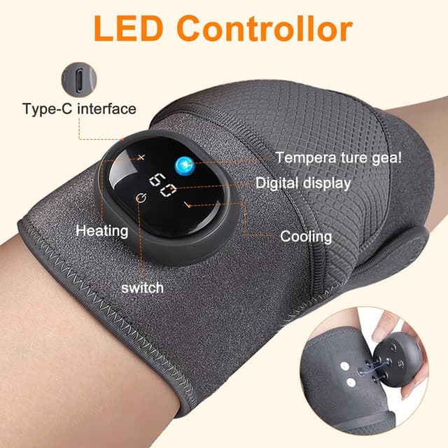 Detalle de Cordless heated knee support massager with heat, 3 modes and 3 heating levels