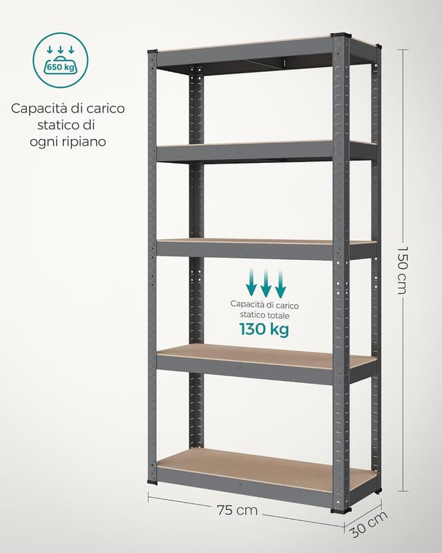 Thumbnail 2 de SONGMICS scaffalatura in acciaio 5 ripiani