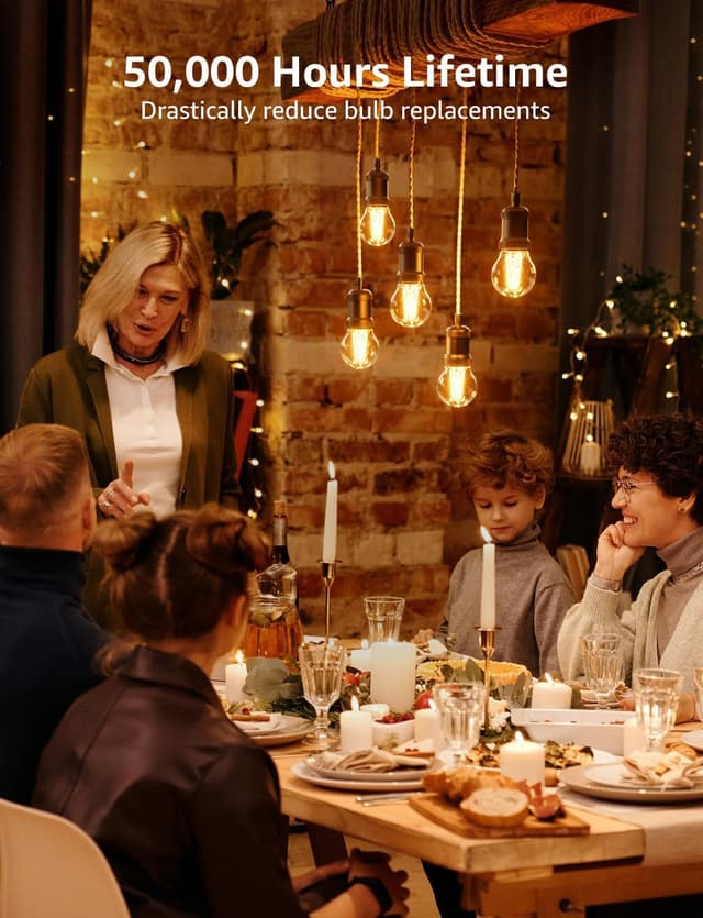 Detalle de Lepro E27 Screw Bulb A-rated Ultra-efficient LED, 7.2W (100W replacement), 1521lm, 2700K Warm White – Clear Vintage Glass (Pack of 4)